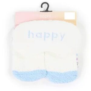NWT "Happy" White & Blue Cozy Sock & Sleep Mask Set